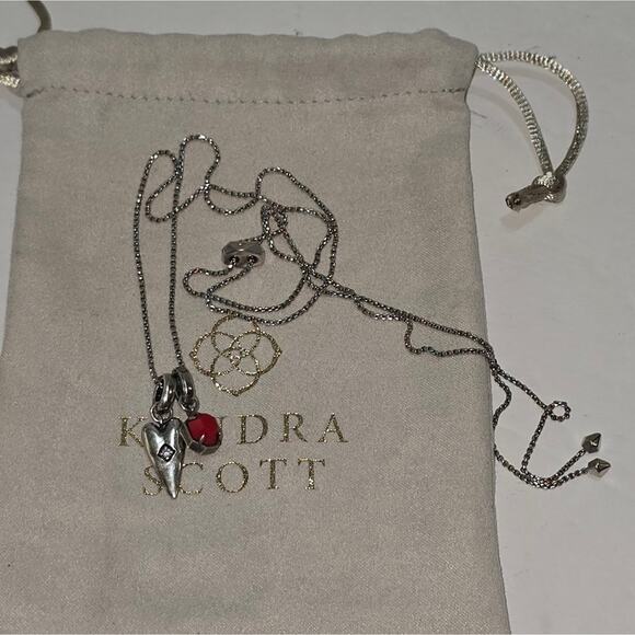 Kendra Scott Silver Necklace with Red Heart Charm Pendant - Picture 7 of 7